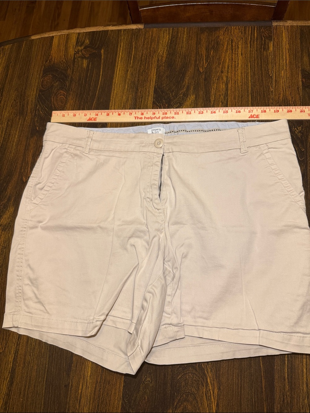 crown & ivy Caroline beige/tan/khaki women's bermuda shorts